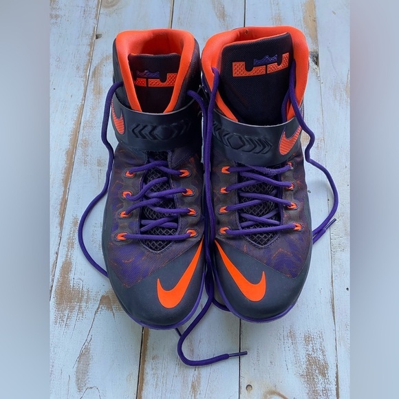 NIKE LeBron Zoom Soldier VIII PRM black orange sneakers hi-top 2014 sz 12 EUC main image 6